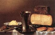 SCHOOTEN, Floris Gerritsz. van Still-life with Glass, Cheese, Butter and Cake A china oil painting artist